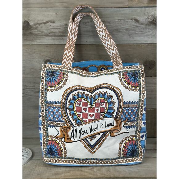 Brighton "All You Need Is Love!" Limited Edition Canvas Tote Bag Believe - Picture 2 of 9